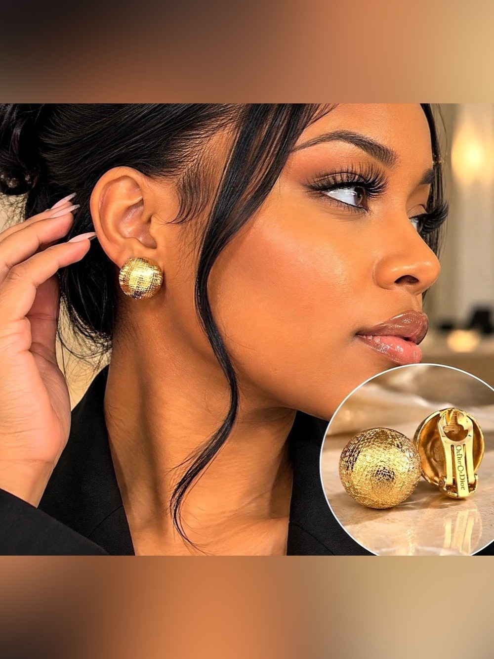 Vintage Christian Dior Textured Woven Dome Clip-On Earrings